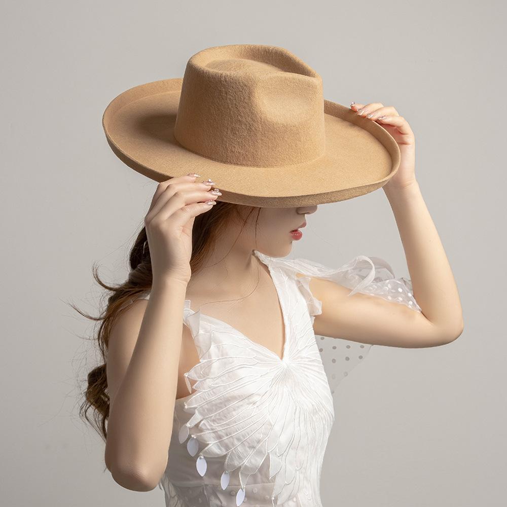 Rustler | Новая женская шерстяная шляпа-федора из шерсти, корона в форме капли, загнутые поля, широкие поля.
