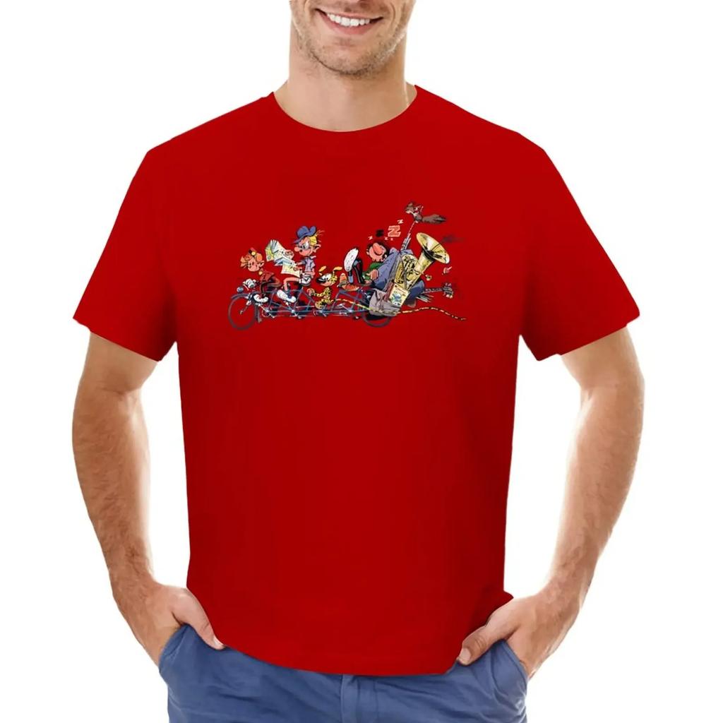 Gaston Marsupilami And Spirou Tshirt Anime Boys Animal Print Designer T Shirt Unisex Short Sleeve Round Collar New In Tops Tees