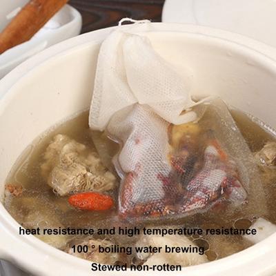 100 шт., одноразовые чайные пакетики с тонкой сеткой и застежкой на шнурке, чайный фильтр-мешок для листового чая и кофе