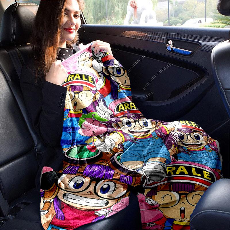 1pc Arale Adventure Friends Flannel Blanket Soft Warm Throw Blanket for Bedroom Living Room Bed Travel Camping Picnic Gift. M072201111