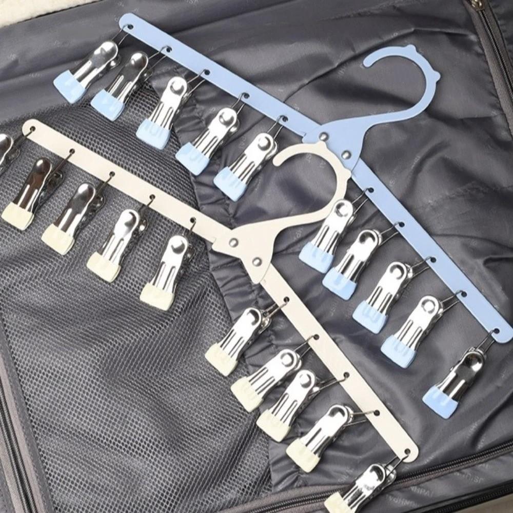 Portable Folding Clothes Drying Rack 10 Clips Sock Laundry Airer  Children Wardrobes