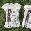 2KWEIRD Japanese Retro Subculture Cartoon Print T-shirts Summer Harajuku Polka Dot Short-sleeved Tees Women's Punk Hottie Slim-fit Tops