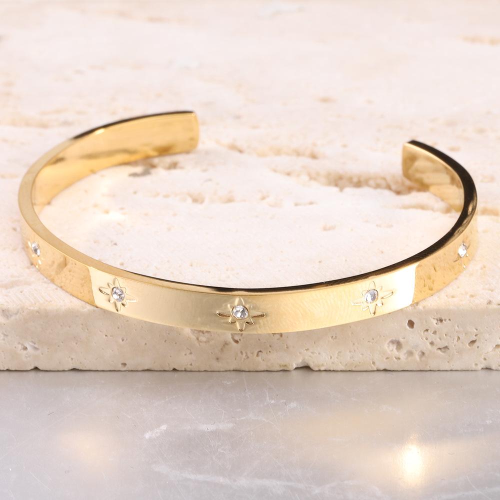 -shaped Bangle Eight Mang Star Open Bracelet Adjustable Zircon Stacked Woman Bracelets Gifts for Mom