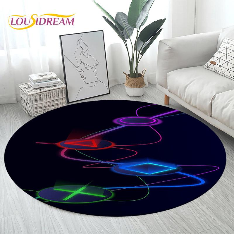 3D Cartoon Gamer Game Controller Area Rug Large,Round Carpet Rug for Living Room Bedroom Sofa Decor,Kid Play Non-slip Floor Mat