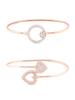 Combo of 2 Rose Gold Cubic Zirconia Brass Bangle Style Kada For Women