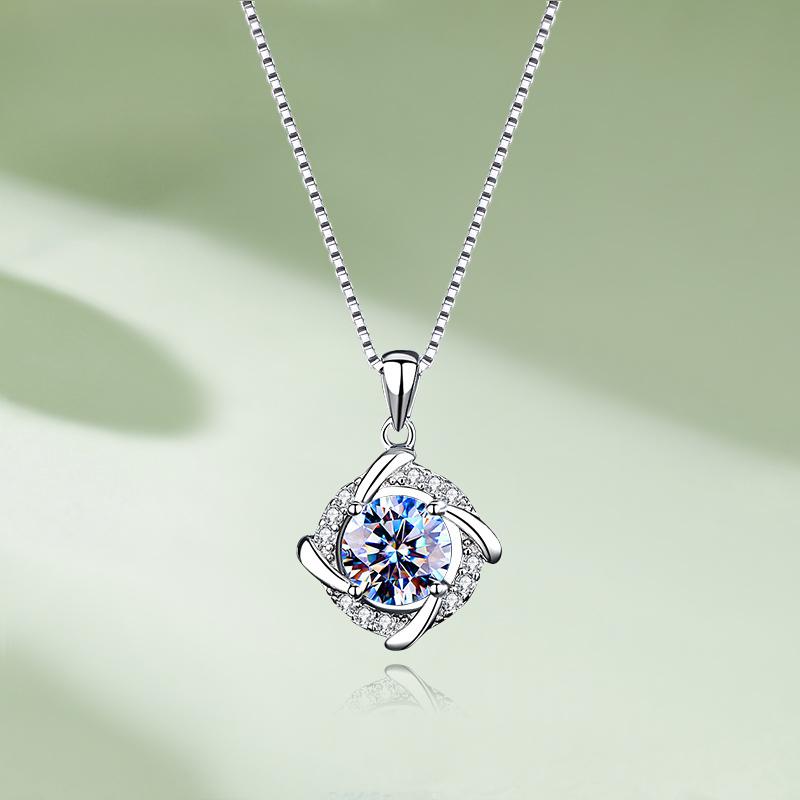 D цвет 0,5/1 карат Муассанит ожерелье кулон для женщин стерлингового серебра S925 с бриллиантами ветряная мельница шейная цепочка модные вечерние ювелирные изделия