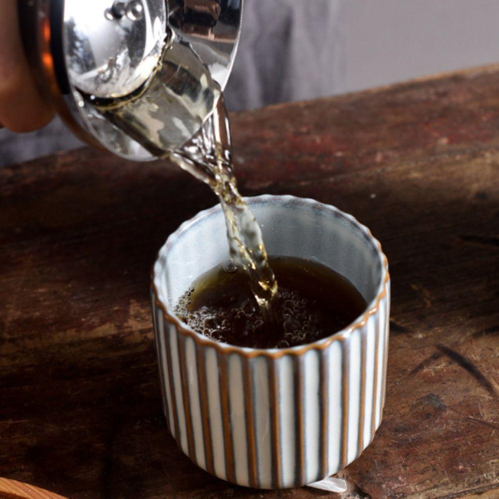 Vertical Striped Water Cup Kiln-Changed Glaze Milk Cup  Sushi Restaurant