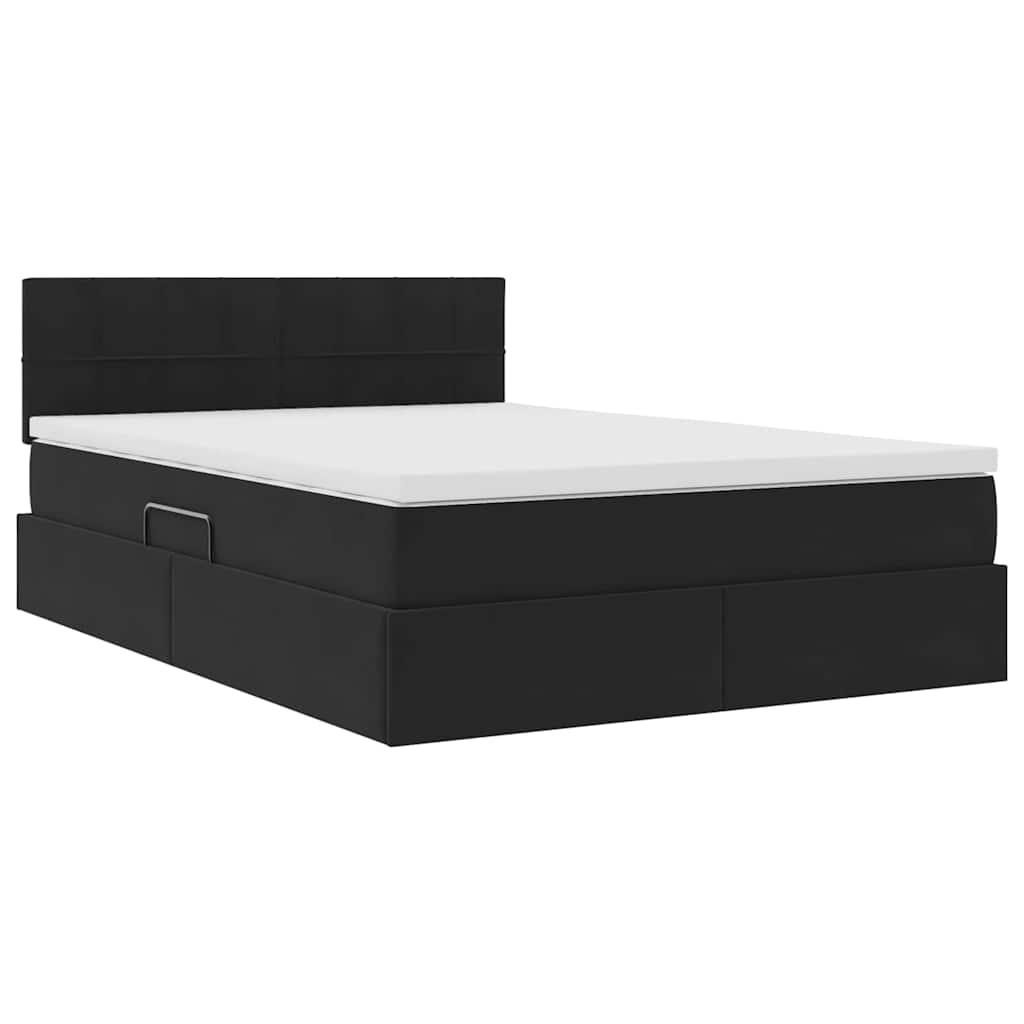 Storage Bed with Mattress Black 140 x 200 cm Velvet