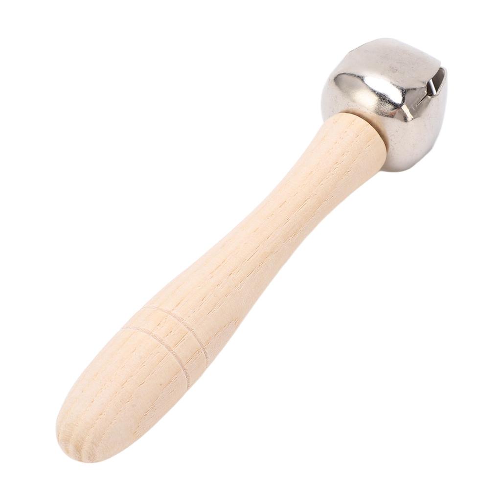 Wooden Jingle Hand Bell Solid Wood Handle Stick Shaker Children Musical Instrument Orff Toy Round