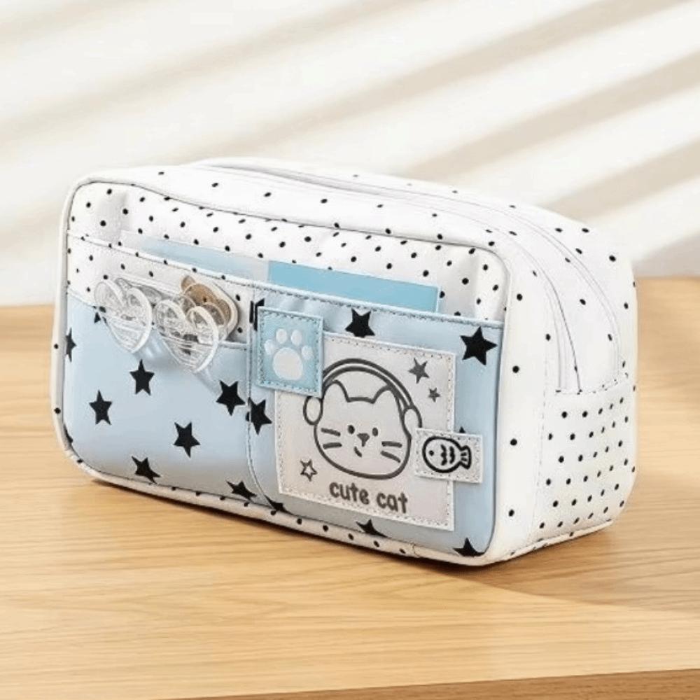 Cat Pattern Pencil Bag Multi-Layer Pen Bag Ins Style Pencil Case For Girls