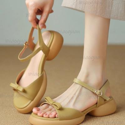 Модная платформа Женская обувь 2025 Новые летние босоножки с открытым носком Повседневные пляжные шлепанцы Женские сандалии Ремешок с пряжкой Мягкая подошва Размер 40