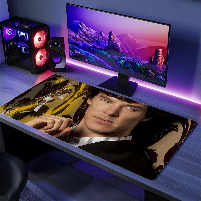 Sherlock Holmes Mouse Pad, Large Gaming Desk Mat, Non-slip XXL Mousepad for Laptop & Tablet, Mini PC Playmat with Stitched Edges