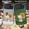 Девушка с цветами Для iPhone 17 Pro Max 16 E 15 14 13 Plus 12 mini 11 17 Air XR Xs Max 7 Plus Magsafe Стеклянный чехол для телефона