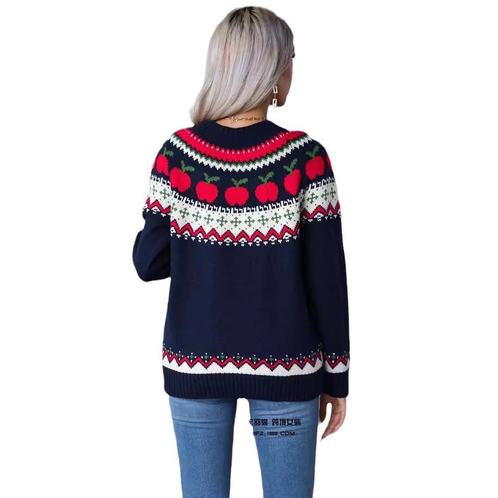 Autumn and Winter Women's Sweater Christmas Tree Printed Pullover Fashion Sweater