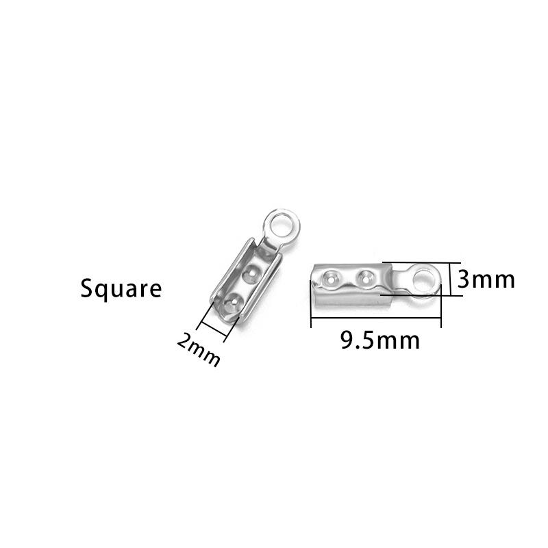High Quality Stainless Steel Crimp End Beads Caps Leather Cord Clip Tip Fold Crimp Bead Bracelet Connectors For Jewelry Making
