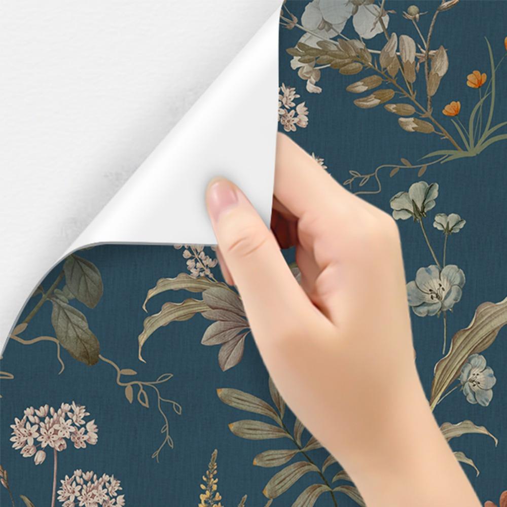1roll Vintage Floral Wallpaper Peel and Stick Wallpaper Floral Contact Paper Boho Flower Self Adhesive Removable Wallpaper for Desktop Shoe Cabinet