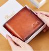 Самый продаваемый мужской кожаный кошелек тройного сложения с ретро-оттенком, первым слоем коровьей кожи, защитой от кражи и размагничивания.