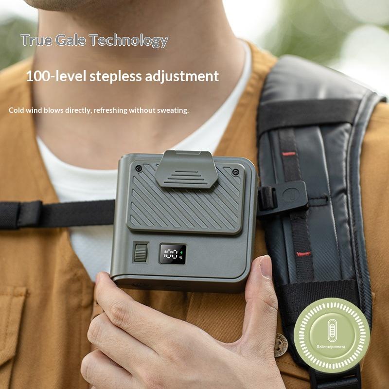 Portable Waist Fan Hanging Neck Fan 100 Speed Strong Wind Rechargeable Digital Display for Outdoor Working Sports Courier