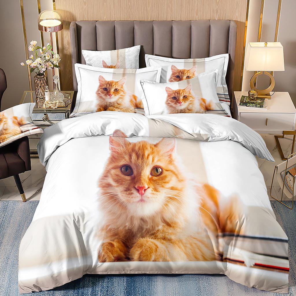 Комплект постельного белья с 3D милыми волками, кошкой и собакой, милый пододеяльник, пододеяльник, покрывало в этническом стиле с дикими животными и наволочками