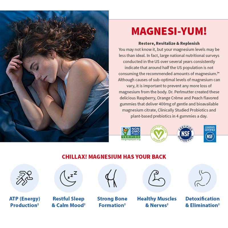 Magnesium Gummies - Sleep Support, Relieve Stress - with Prebiotics & Probiotics