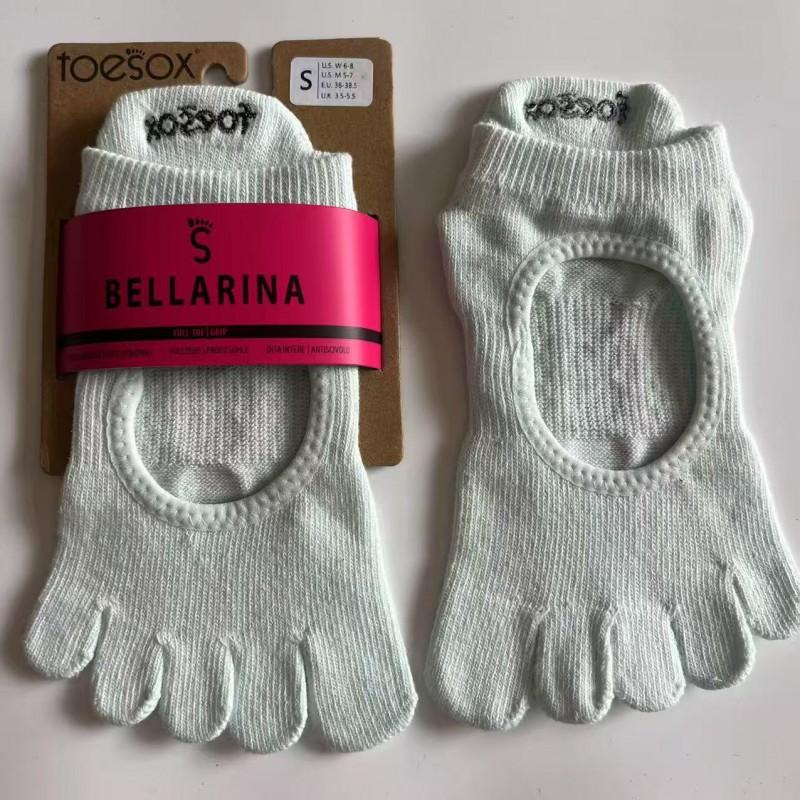 Cotton Toe-Separating Yoga Socks Pilates Barre Dance Fitness Non-Slip Grip Short Cuff Unisex