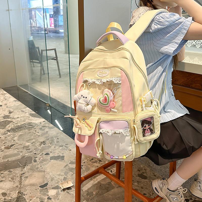 Летний Новый Свежий Милый Рюкзак для Студента Средней Школы для Улицы на Шнуровке Высокой Ценности