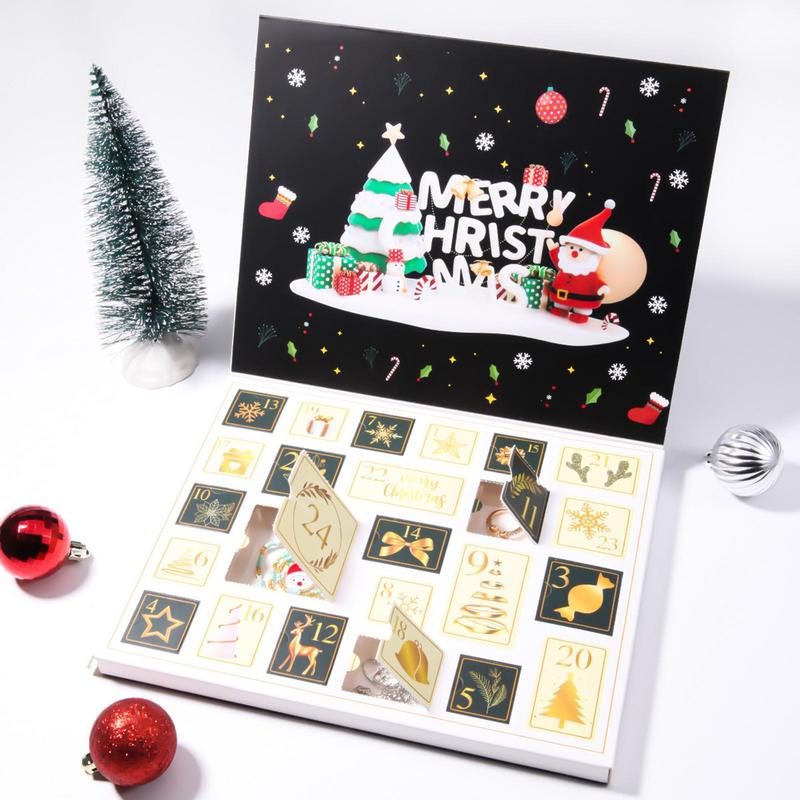 Ювелирные изделия Адвент-календари Взрослые Женщины Браслет Ожерелье Календарь обратного отсчета 24 дня Адвент-календари 2024 Рождественские вечеринки Кольца