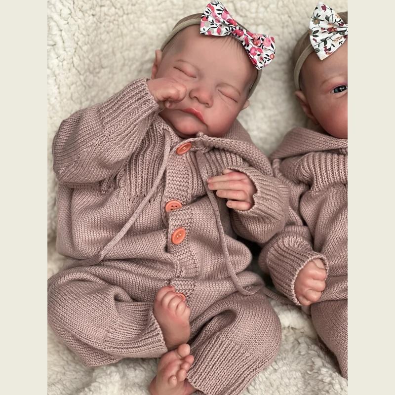 Brand New 49 Cm Reborn Doll Twins Levi Closed Eyes and Open Eyes Optional Emulation Rebirth Doll Realistic Baby Doll Toys for Toddler New Year Gifts