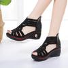 Fashion New Fashion Wedge Rhinestones Sandals Women Summer Shoes Elegant Rome Hollow Out Sandals Black Soft Bottom Wedge Heels
