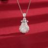 Pure Silver 999 Money Bag Single Pendant Hollow Fu Character Sterling Silver Necklace for Women Temperament Wild Necklace