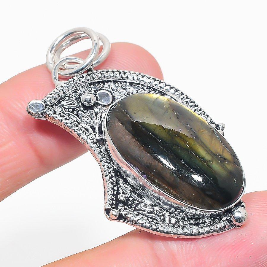 Labradorite Handmade 925 Sterling Silver Jewelry Pendant 2.17" u1B95