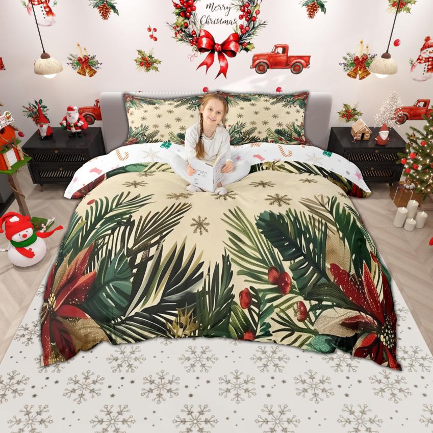Homewish Watercolor Xmas Tree Duvet Cover Set for Girls Boys, Merry Christmas Bedding Set, New Year Gifts Quilt Cover Set