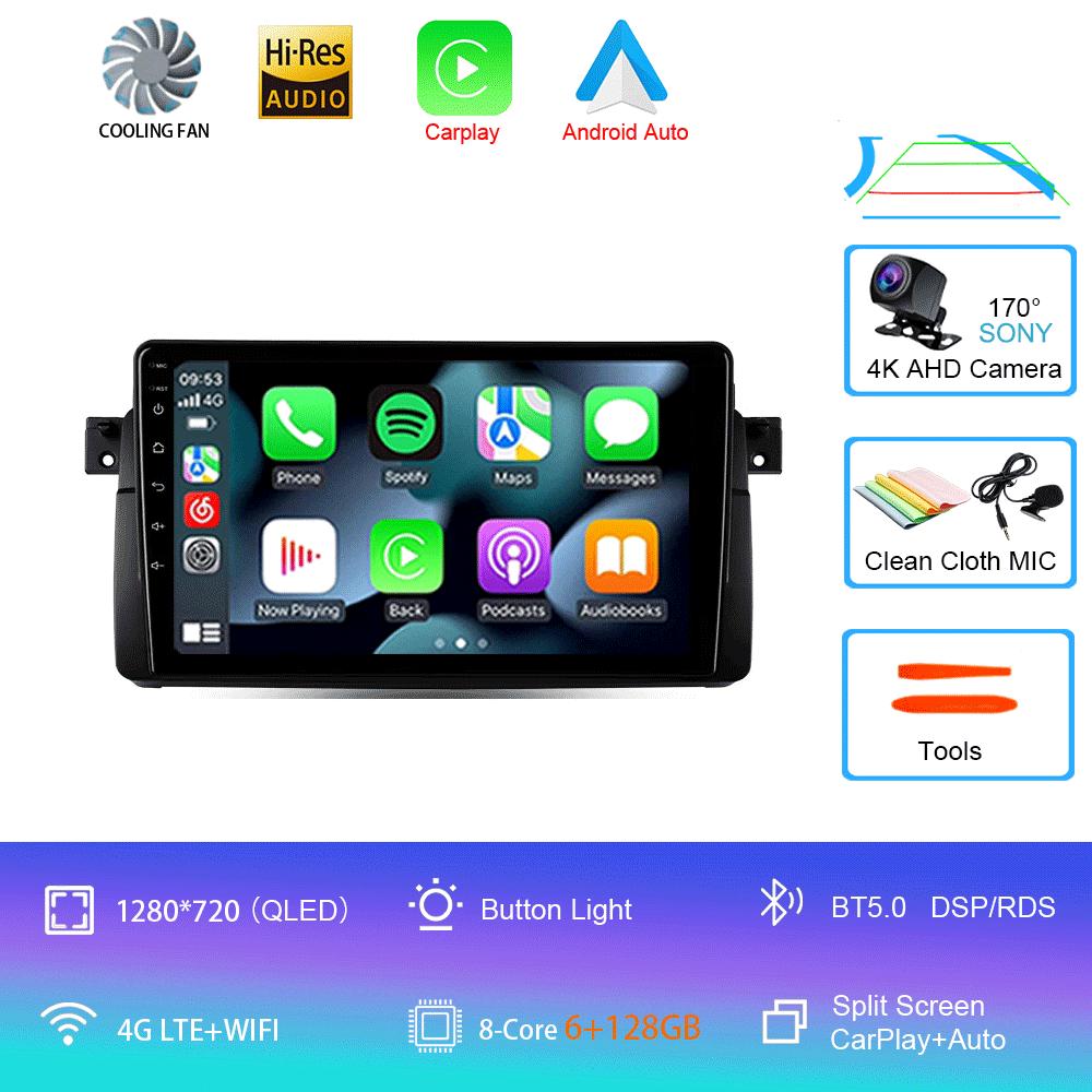 Автомагнитола Android 14 Carplay Для BMW E46 M3 1998 1999 2000 2001 - 2006 Навигация GPS Мультимедийный плеер стерео wifi+4G BT 2 DIN