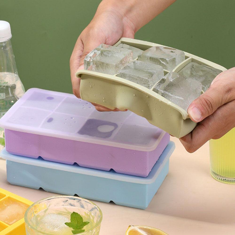 6/8 Grids Ice Cube Maker Silicone Square Ice Mold Large Ice Cube Tray Bar Accessories