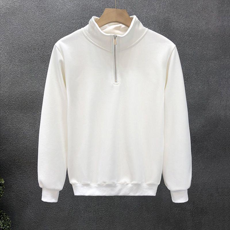 Men's Spring Autumn New Splicing CHalf High Collar Zipper Fashion Solid Loose Casual Long Sleeve Sweatshirts