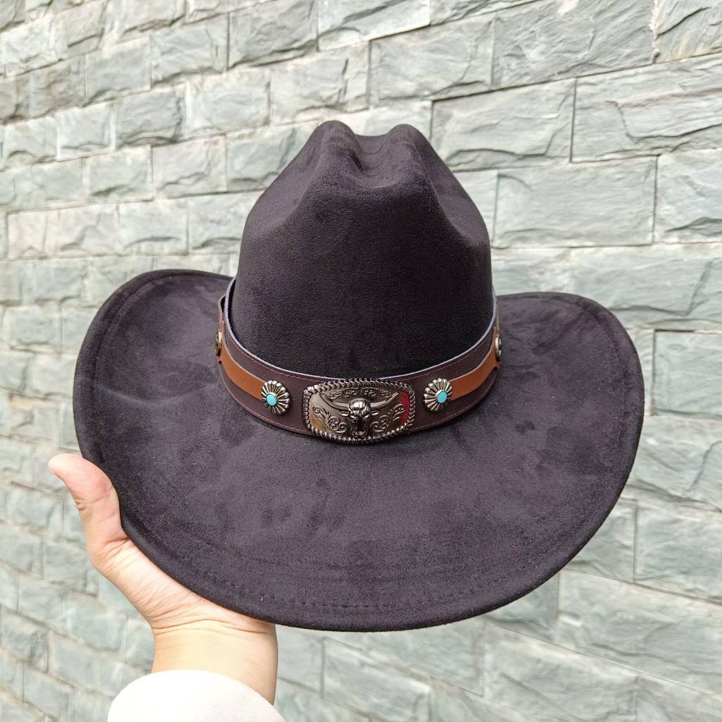 Осенне-зимняя мужская шерстяная ковбойская шляпа в стиле вестерн с металлической пряжкой, осенне-зимняя винтажная рыцарская шляпа из искусственной шерсти, ковбойская шляпа