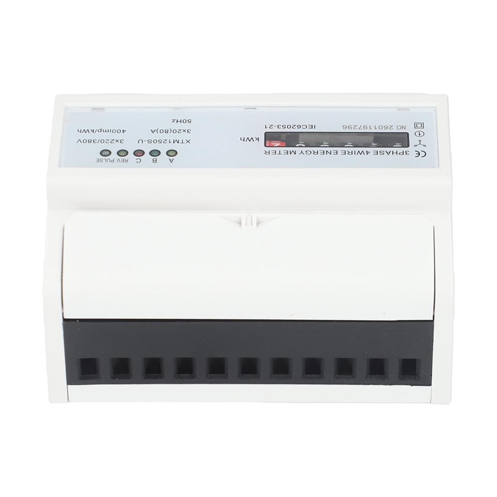 3 Phase Electric Meter DIN Rail Energy Meter 3 Phase KWh Meter 20(80)A 4 Wire Three phase LCD Rail Meter with Anti Interference High  for Indoor Fixe