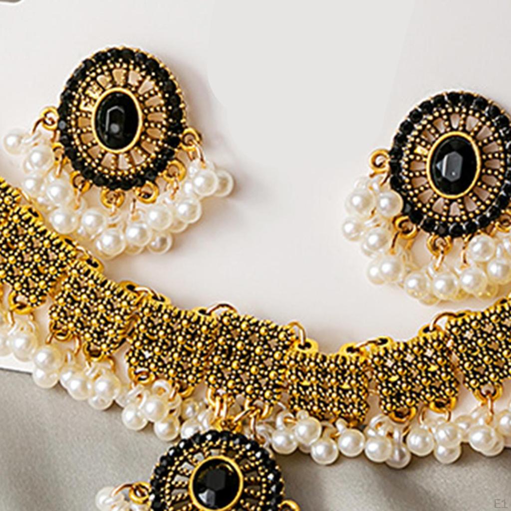Necklace Earring Set Trendy Statement Pendant Jewelry for Brides Girls