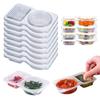 Double Compartment Condiment Container Disposable Sauce Box with Lids Reusable Seasoning Containers for Snacks Dips Takeout Travel Outdoor Camping