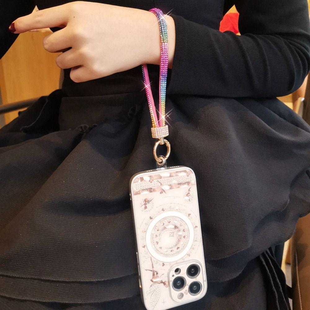 Блестящий бриллиантовый кристалл, шнурок-брелок против потери, подвесной шнур, ремешки на запястье, аксессуары для телефона