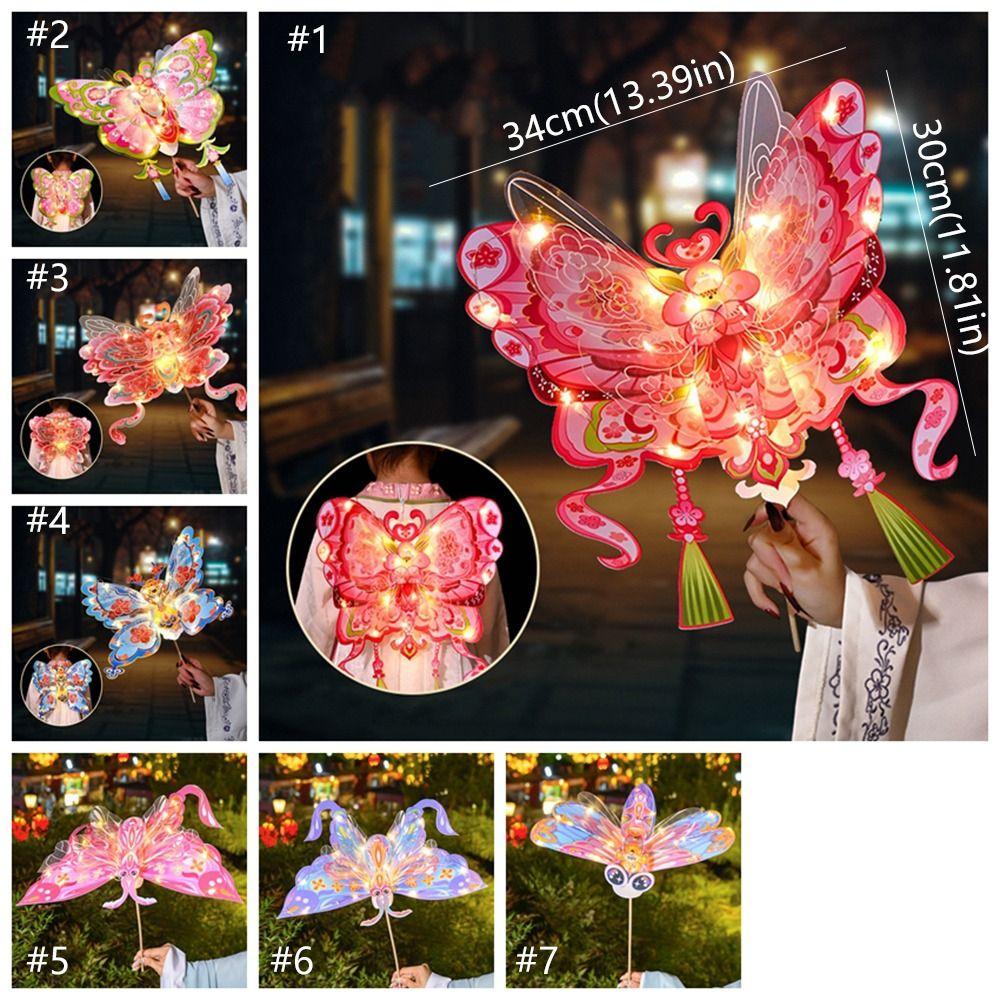 Cartoon Butterfly Wing Lantern Traditional Craft Unfinished Portable Lantern Handmade Blessing Antique Lantern Festival Gift