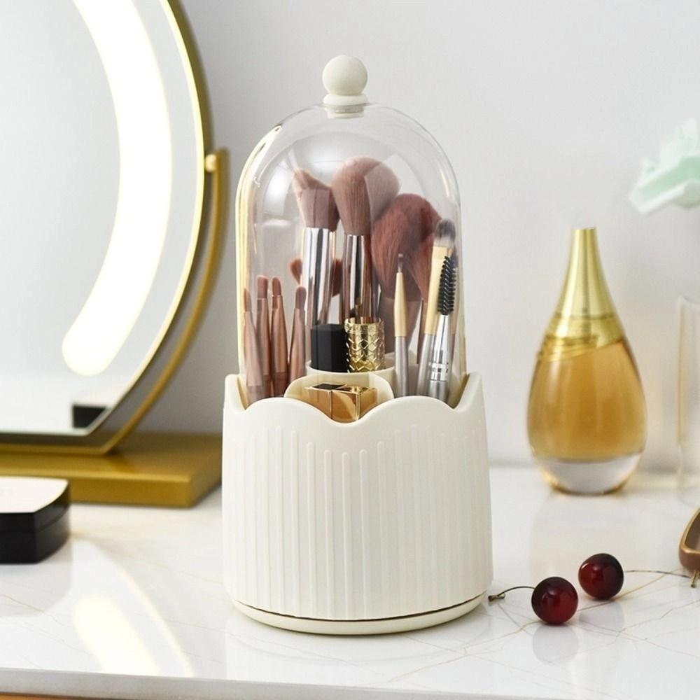 Detachable Rotatable Makeup Brush Box with Lid Desktop Makeup Organizer  Jewelry Container