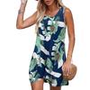 Polyester Splicing Aline Mini Dress With Twist Knot For Summer Beach Vacation Wear