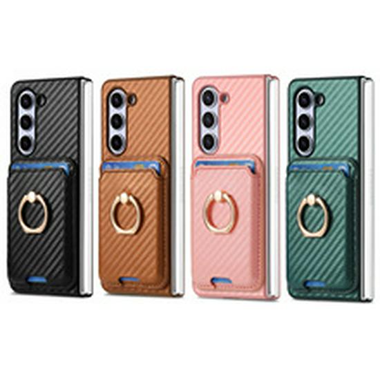 Чехол-бумажник из кожи с слотом для карт и ремешком для Samsung ZFold7/ZFold6 - Защитная обложка из ПУ с ощущением кожи