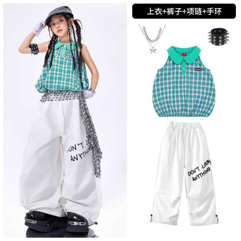 Girls Jazz Dance Costume Kids Stage Performance Outfit Trendy Hip Hop Dancewear