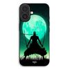 Phone Case - MANIACASE - iPhone 17 - Silicone TPU - Black - Roronoa Zoro Triple Sword Full Moon