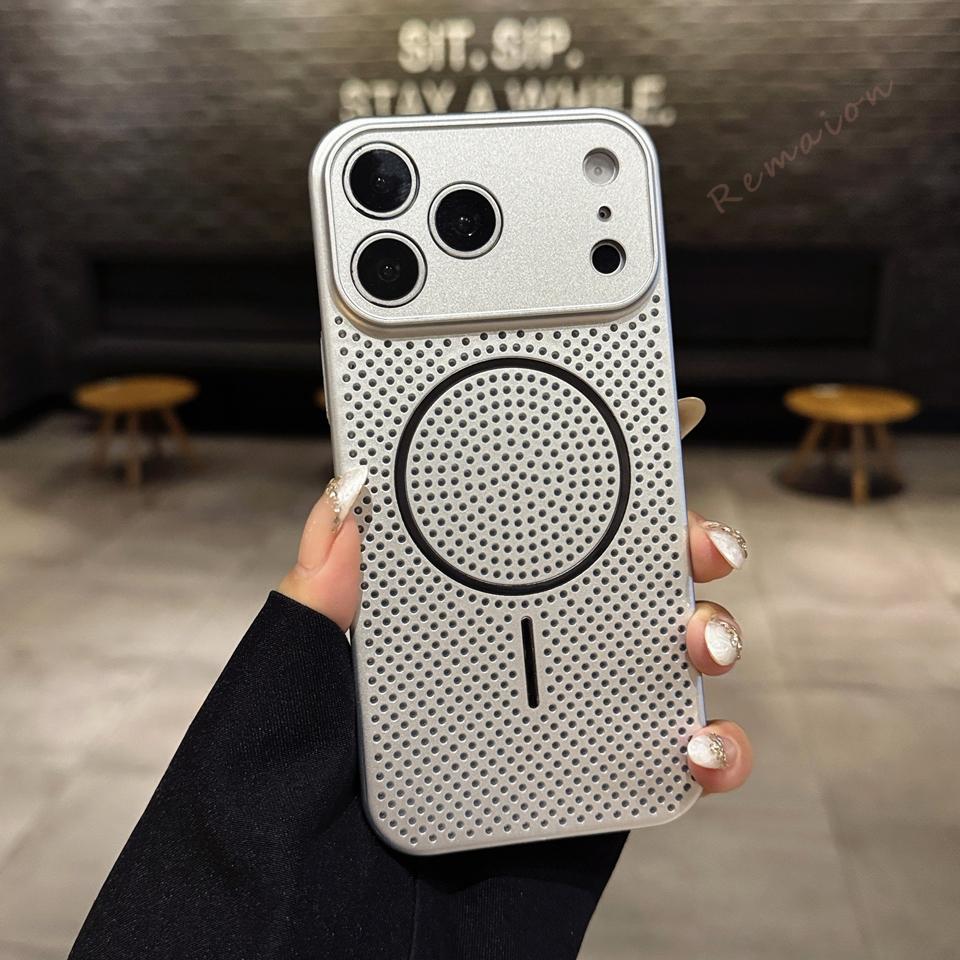 Официальный магнитный чехол для телефона с теплоотводом Для For Iphone 17 Air 13 12 14 1 16 Pro Max Plus Большое окно Защитная крышка