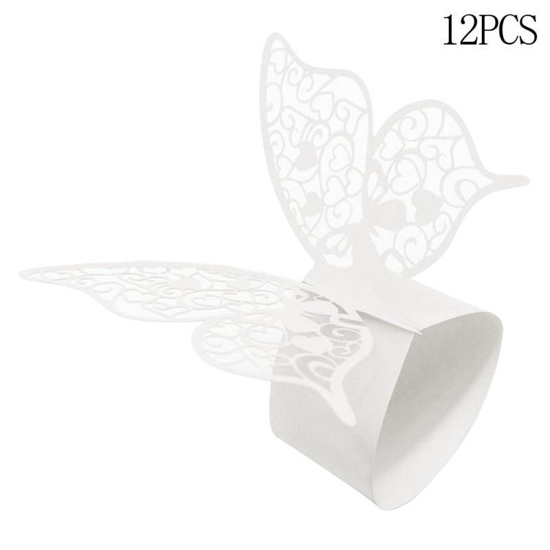 Упаковка из 12 колец для бумажных салфеток в виде бабочек для украшения свадебной вечеринки