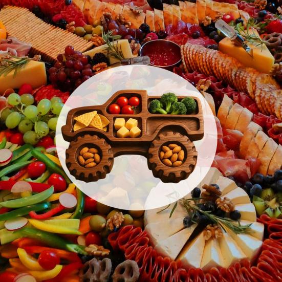 Деревянный сервировочный поднос Поднос для закусок в виде транспортного средства Поднос для печенья Поднос для холодных закусок, сыров, фруктов, орехов Веселый поднос для вечеринок