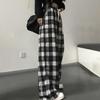 Harajuku Oversize Plaid Pants Women Korean Fashion Black White Checked Trousers for Female Fall Wide Leg Sweatpants